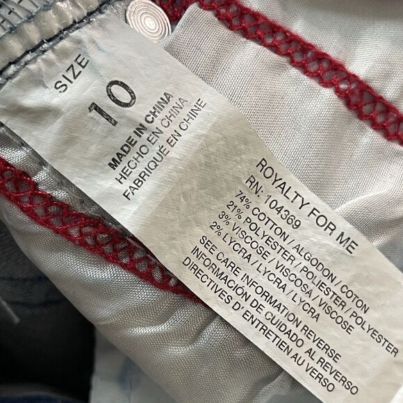 Royalty For Me Denim Blue Jeans Size 10 High Rise Wide Leg Boho Preppy Coastal - Picture 10 of 12